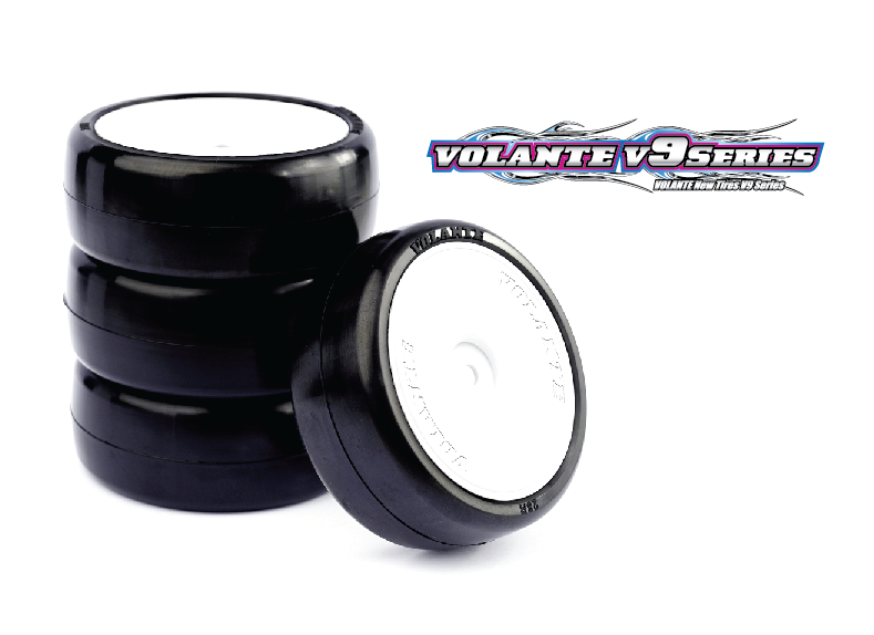 VOLANTE V9X 28R-CP 1/10 TC Indoor Carpet Rubber Tire Pre-glued (4) - V9X-PG28CP