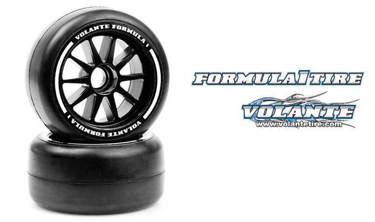 VOLANTE F1 Front Rubber Slick Tires Soft Compound Preglued (2) Yellow - VF1-FS
