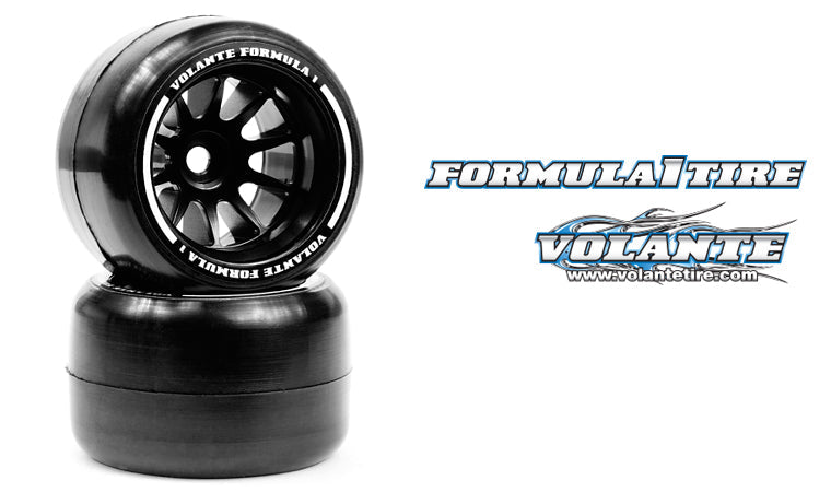 VOLANTE F1 Rear Rubber Slick Tires Asphalt Revolution Soft Compound Preglued (2) White - VF1-RARSS