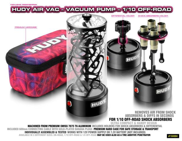 Hudy AIR VAC Shock Absorbers / Vacum Pump for Offroad 1/10 & 1/8 - H104004