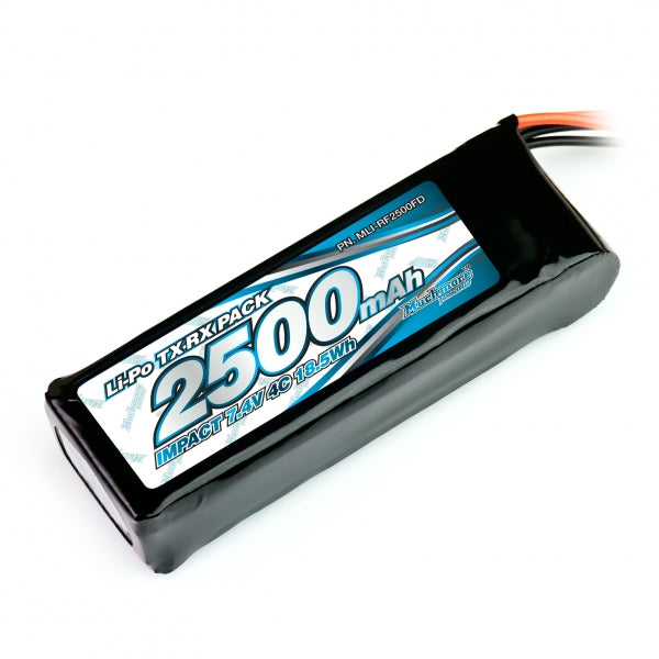 MUCHMORE IMPACT Li-Po Battery 2500mAh/7.4V 4C Flat Size for Tx & Rx (1) MLI-RF2500FD