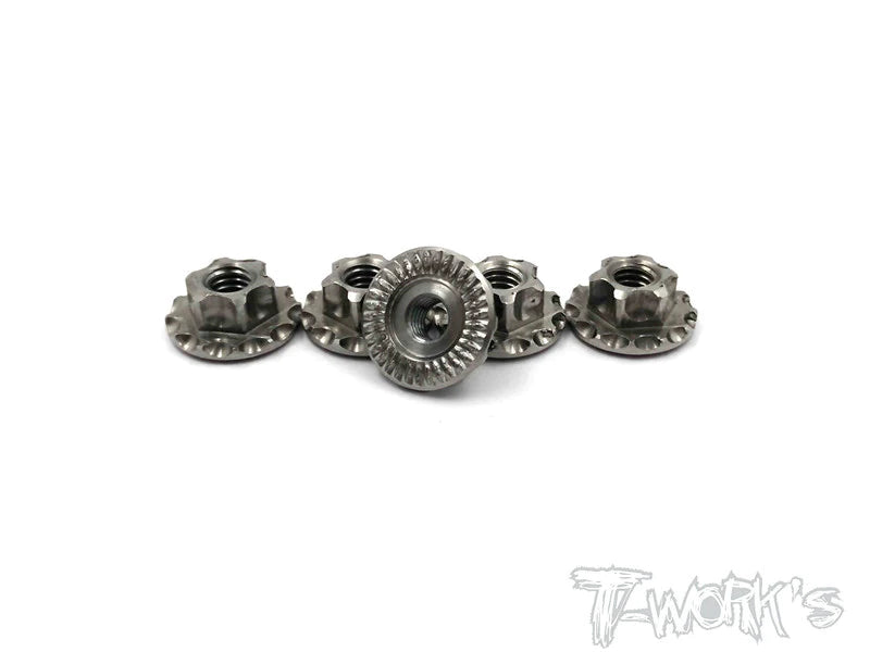 T-Works TP-034 64 Titanium Light Weight large-contact Serrated M4 Wheel Nuts (4)