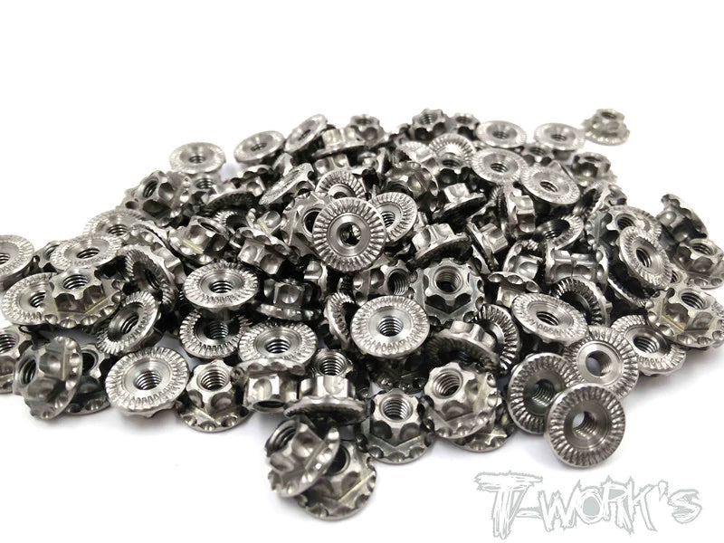 T-Works TP-034 64 Titanium Light Weight large-contact Serrated M4 Wheel Nuts (4)