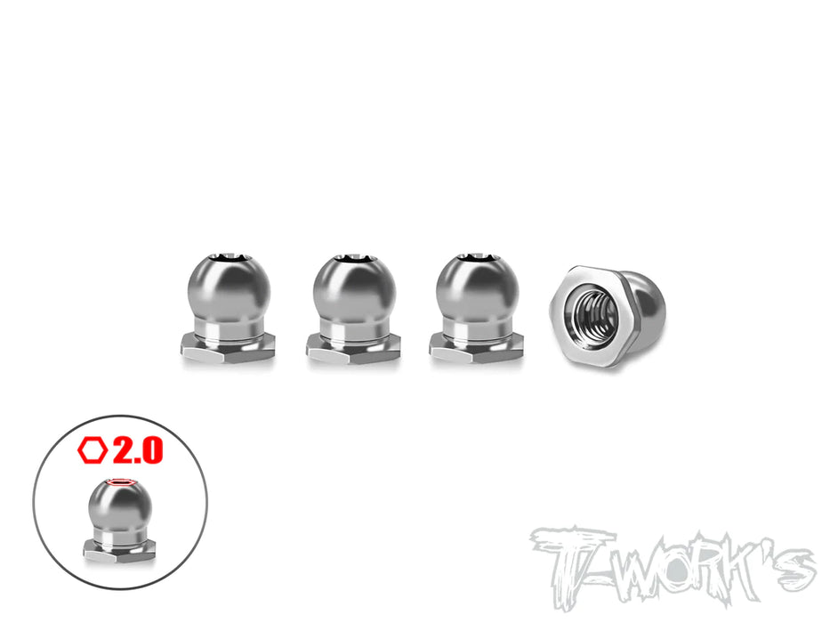 T-Works TP-800R-F 64 Titanium 4.8mm Pivot Ball With Thread for Awesomatix A800R - 4pcs.