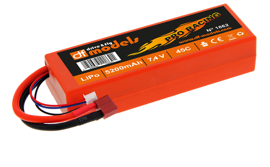 DF-Models Lipo battery 2S - 7.4 Volt - 5200mAh 45C - square