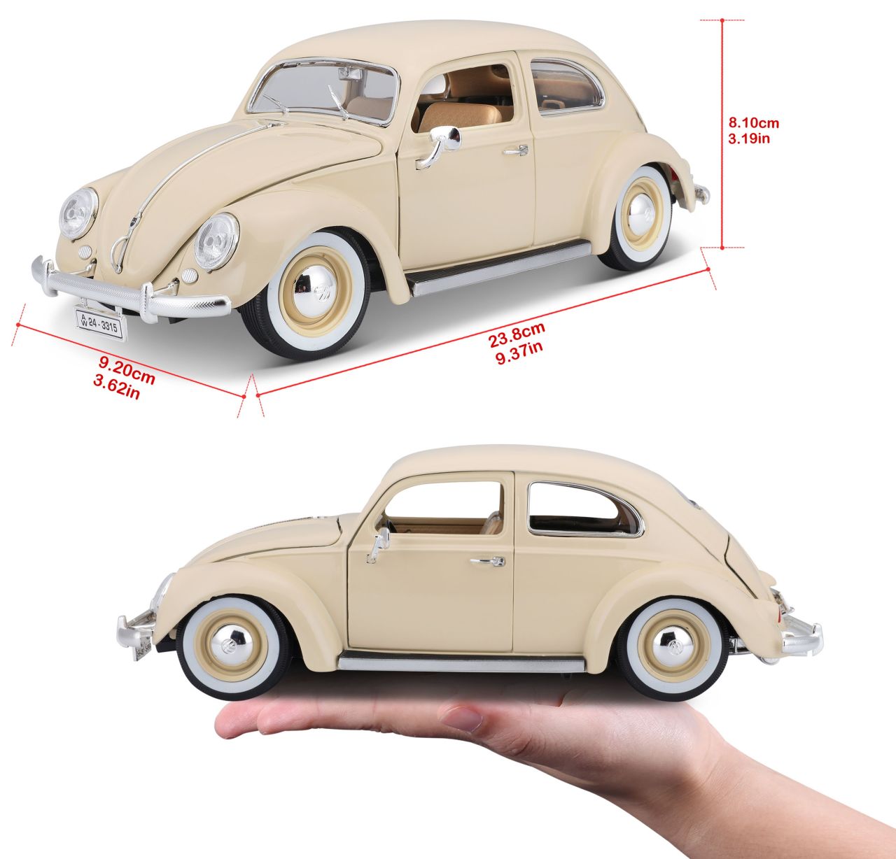 Volkswagen Käfer 1955 1/18 beige - RCXX - RC Racing Shop | RC Models | Tuning & Spare Parts for Professionals