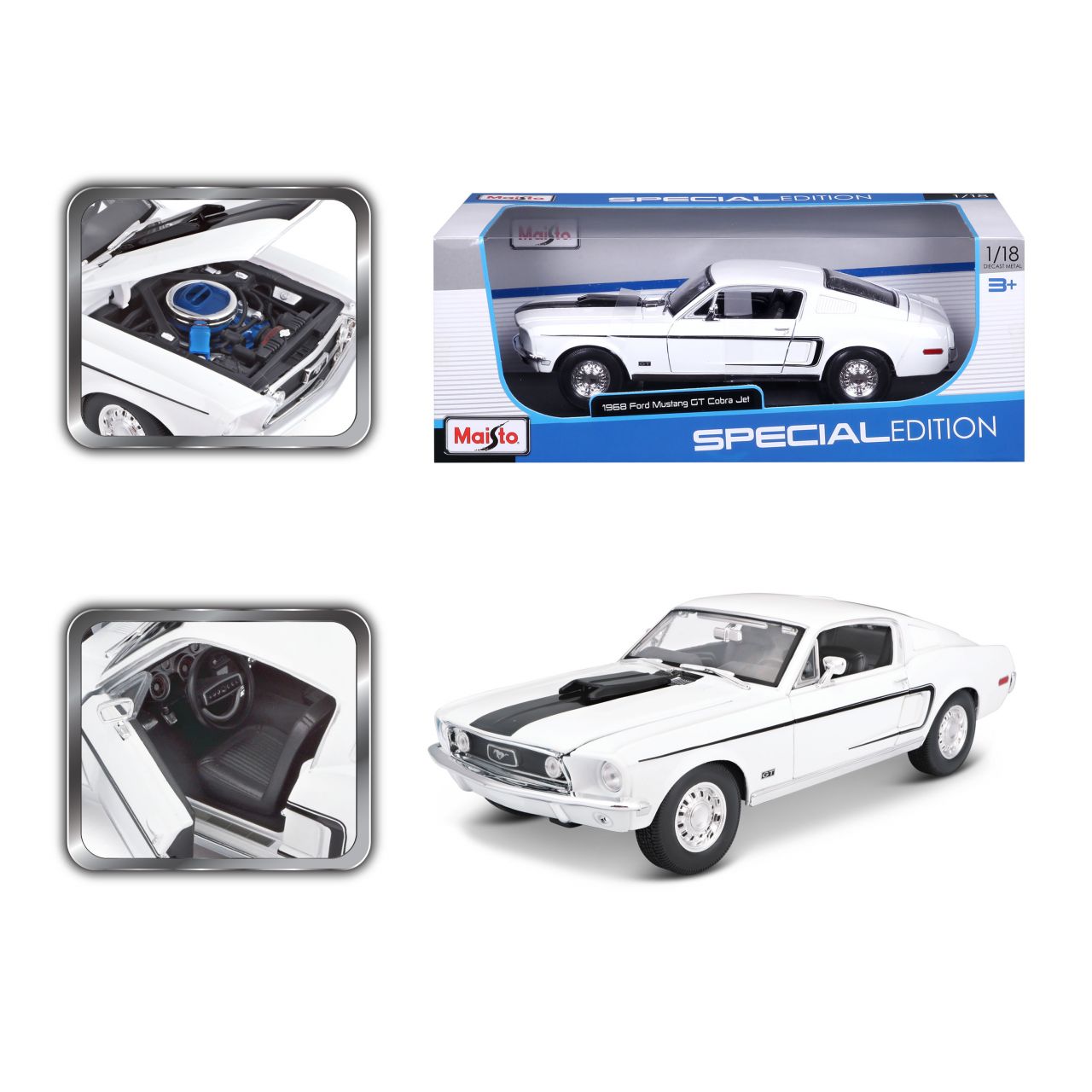 Ford Mustang GT Cobra 1968 weiss 1/18 - RCXX - RC Racing Shop | RC Models | Tuning & Spare Parts for Professionals