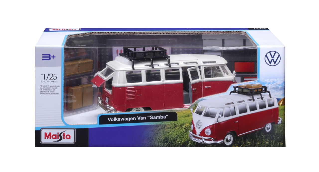 VW-Bus Samba T1 mit Dachträger und Gepäck 1/24 rot - RCXX - RC Racing Shop | RC Models | Tuning & Spare Parts for Professionals