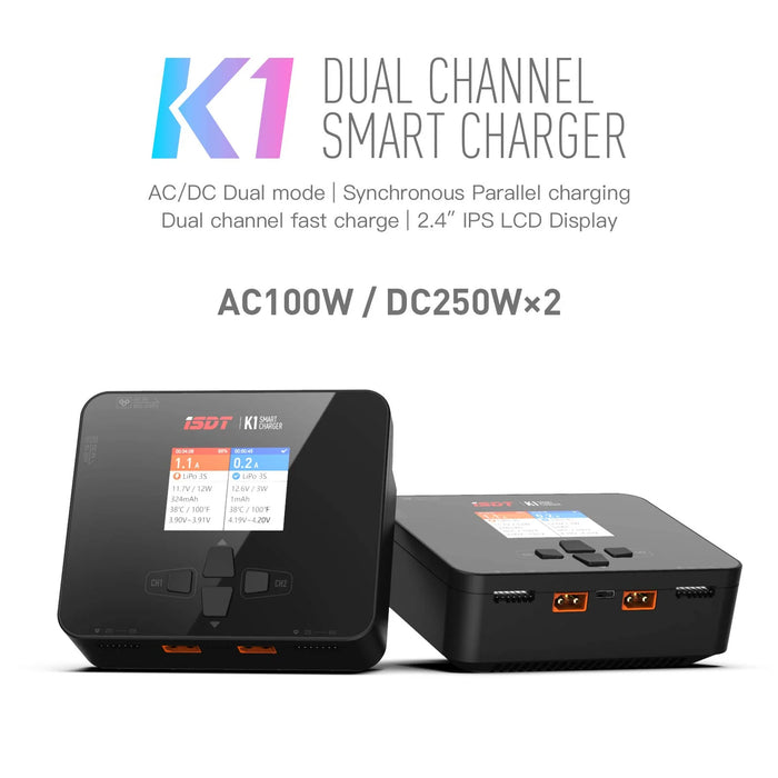 ISDT K1 Lipo Battery Balance Smart Charger - 1-6S / AC / 100W / DC 2 x 250W 10A