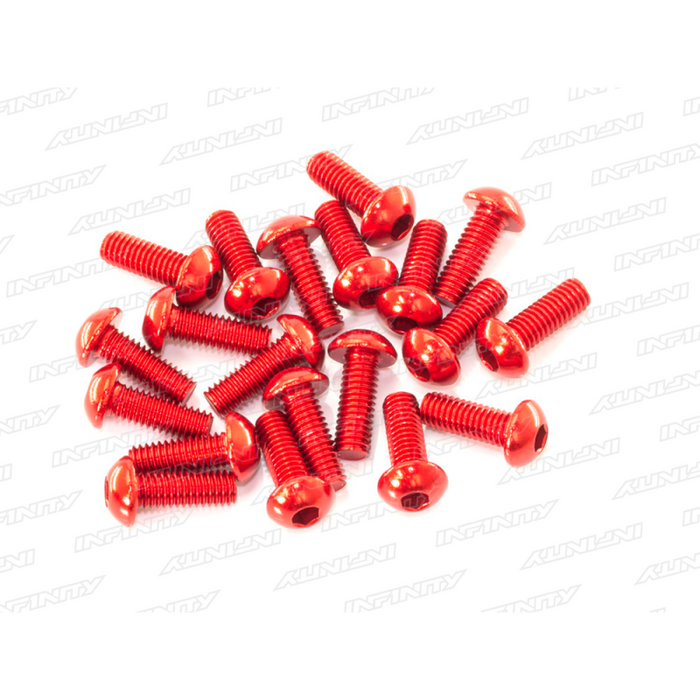 Infinity M3X8MM ALU BUTTON HEAD SCREW - RED (20) B01308-AR