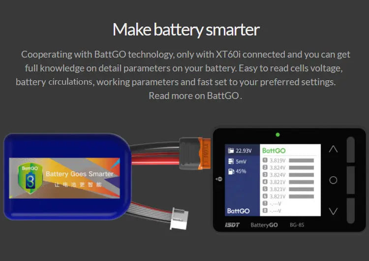 ISDT BG-8S Smart Battery Tester - LCD Display / Digital Battery Capacity Balance Checker
