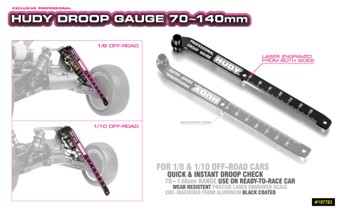 Hudy Chassis Droop Gauge 70-140mm for 1/10 & 1/8 Offroad - H107783