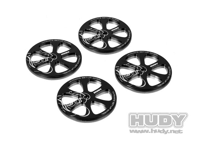 Hudy Aluminium Setup Wheels for 1/10 Touring Cars (4) BLACK - H109370