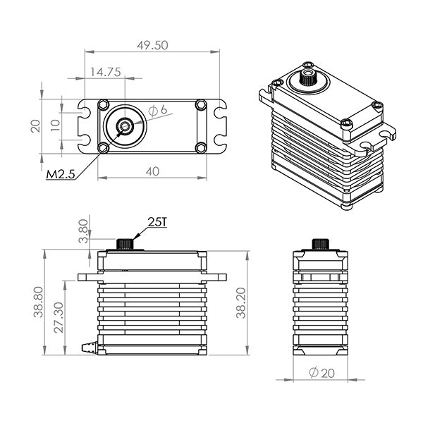 MKS Servo HBL575 (0.06s/24kg/8.2V) Brushless