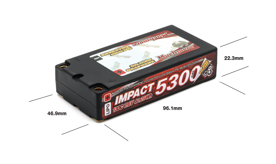 MUCHMORE IMPACT “Silicon Graphene” LCG HV FD4 5300mAh/7.6V 130C Shorty Flat Hard Case (1) MLSG-STLCGHV5300