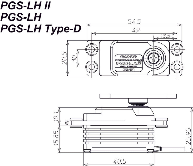 Sanwa PGS-LH2 Low Profile SXR Response (0.09s/15.6kg/7.4V) Brushless Servo - 107A54479A