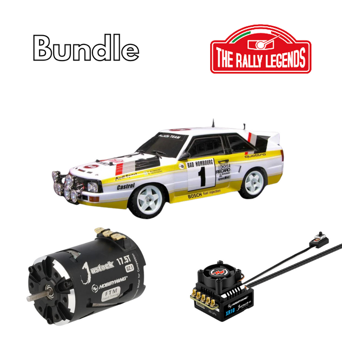 Rally Legends Audi Quattro 1985 - 1:10 RTR combo with Justock 17.5T 365 SD G2.1+ Justock G3S ESC set