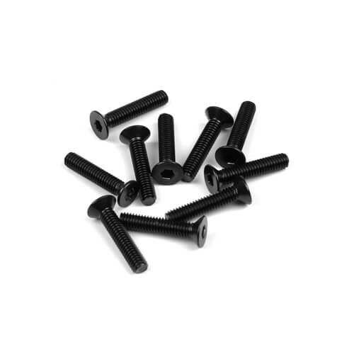 Tekno M4x20mm Flat Head Screws (black, 10pcs) - TKR1349