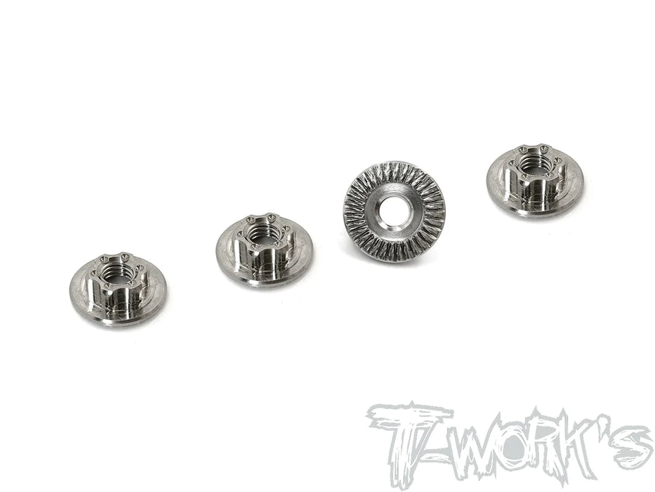 T-Works TP-034S 64 Titanium Light Weight large-contact Serrated M4 Short Wheel Nuts (4)