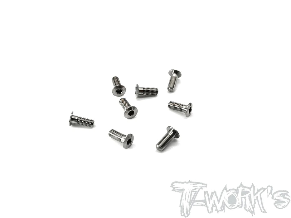 T-Works TSS-308LP 3x8mm 64 Titanium Hex Socket Head Low Profile Half Thread Screws (8)