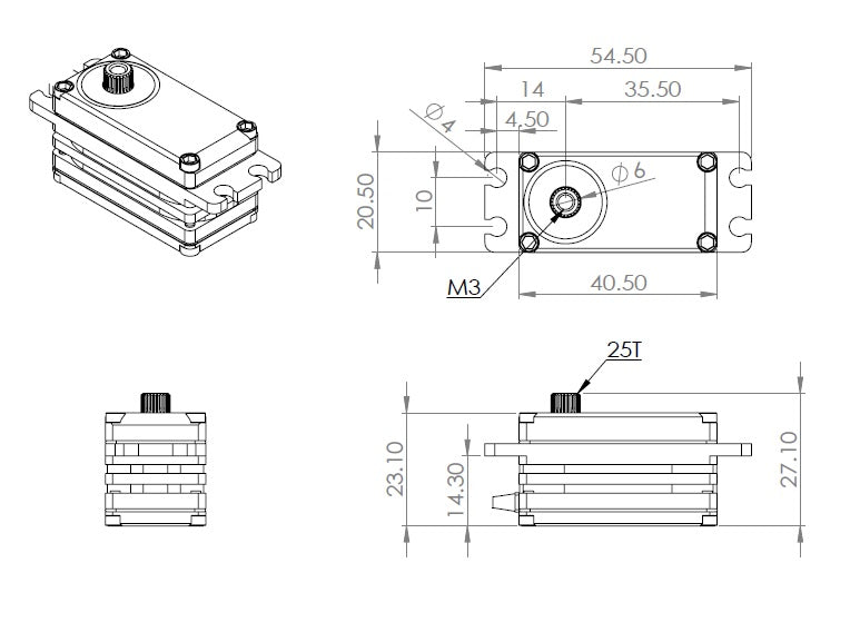 MKS Servo HBL575SL (0.07s/16.8kg/7.4V) Brushless Low Profile